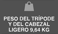 PESO DEL TRÍPODE Y CABEZAL 9,64 KG