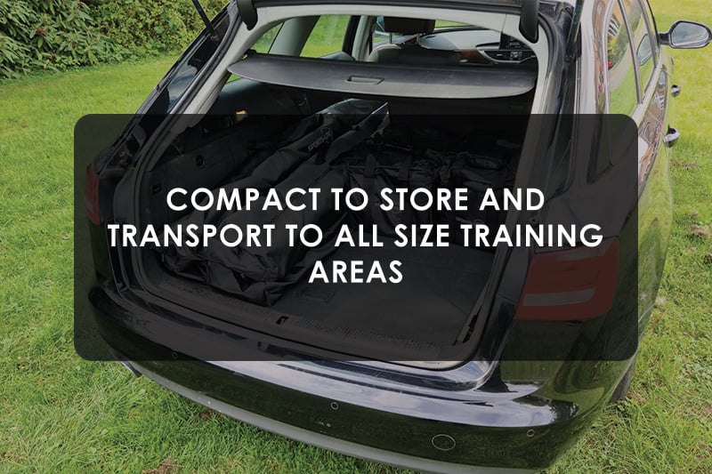 Compact to store and transport to all size training ares