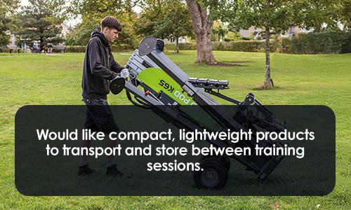 Compact, lightweight Quad Pod K65 to transport and store between training sessions