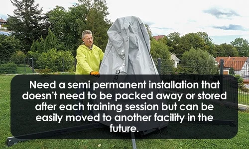 Need a semi permanent installation that doesn’t need to be packed away or stored after each training session but can be easily moved to another facility in the future.