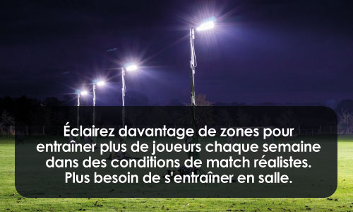 Éclairez davantage de zones pour entraîner plus de joueurs chaque semaine dans des conditions de match réalistes. Plus besoin de s'entraîner en salle.