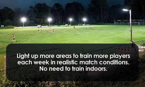 Light up more areas to train more players each week in realistic match conditions. No need to train indoors.