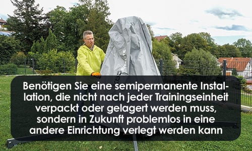 Benötigen Sie eine semipermanente Installation, die nach jeder Trainingseinheit nicht weggeräumt oder gelagert werden muss, sondern in Zukunft problemlos an einen anderen Standort verlegt werden kann?