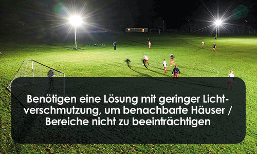 Se necesita una solución con baja contaminación lumínica para no afectar a las casas/zonas vecinas.