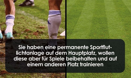 Auf dem Hauptplatz gibt es eine permanente Beleuchtung, die jedoch nur für Spiele genutzt werden soll, während auf anderen Plätzen trainiert wird.