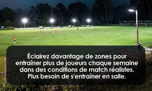 Éclairez davantage de zones pour entraîner plus de joueurs chaque semaine dans des conditions de match réalistes. Plus besoin de s'entraîner en salle.